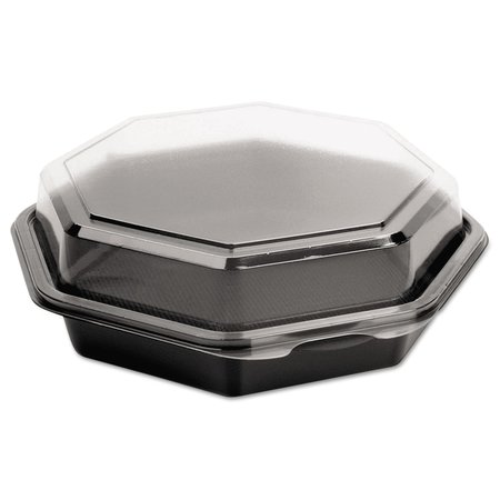 DART OctaView Hinged-Lid Cold Food Containers, 28 oz, 7.94 x 7.5 x 3.2, Black/Clear, PK100, 100PK 865612-PS94